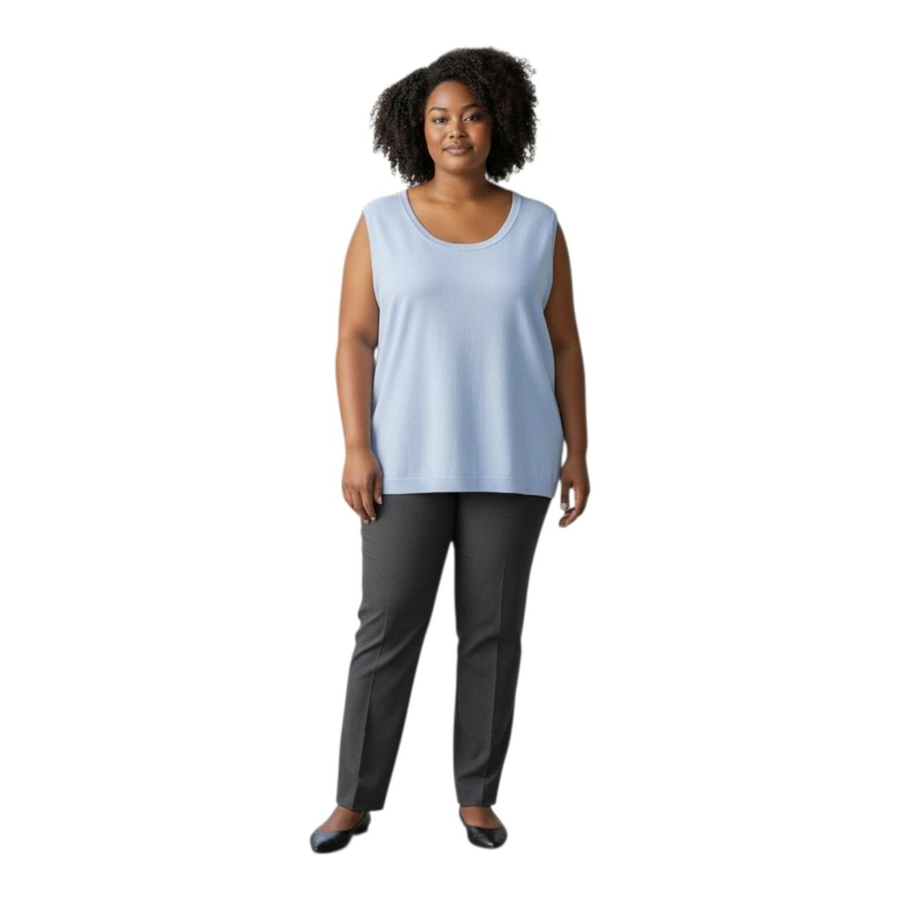 Talbots Womens Plus 3X Charming Shell Cotton Blend Light Blue Minimalist Sweater